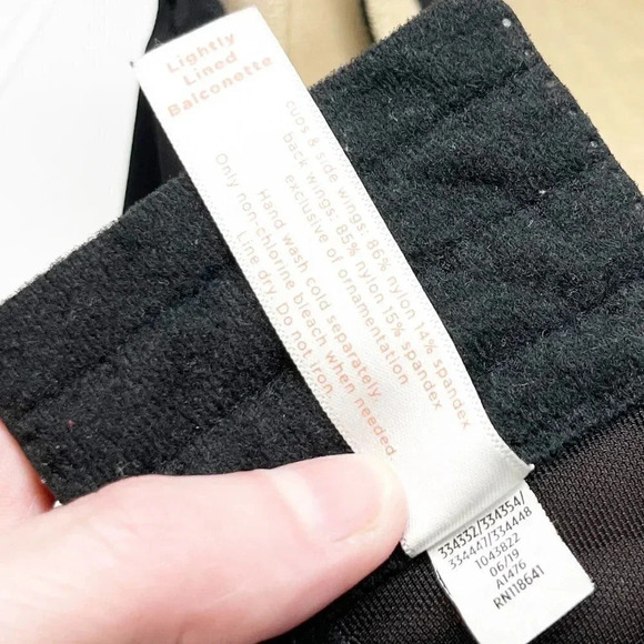 Cacique - Lane Bryant Black & Cream Lace Lightly Lined Balconette Bra 42DDD - Picture 5 of 5